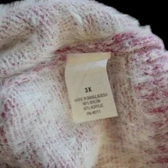 NWT Falls Creek Mock Turtleneck Plaited Sweater Fushia White - Picture 6 of 6